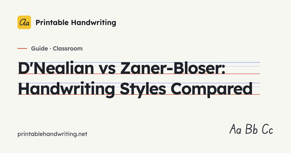 Handriting Examples D'Nealian vs Zaner-Bloser: Handwriting Styles Compared | Printable ...