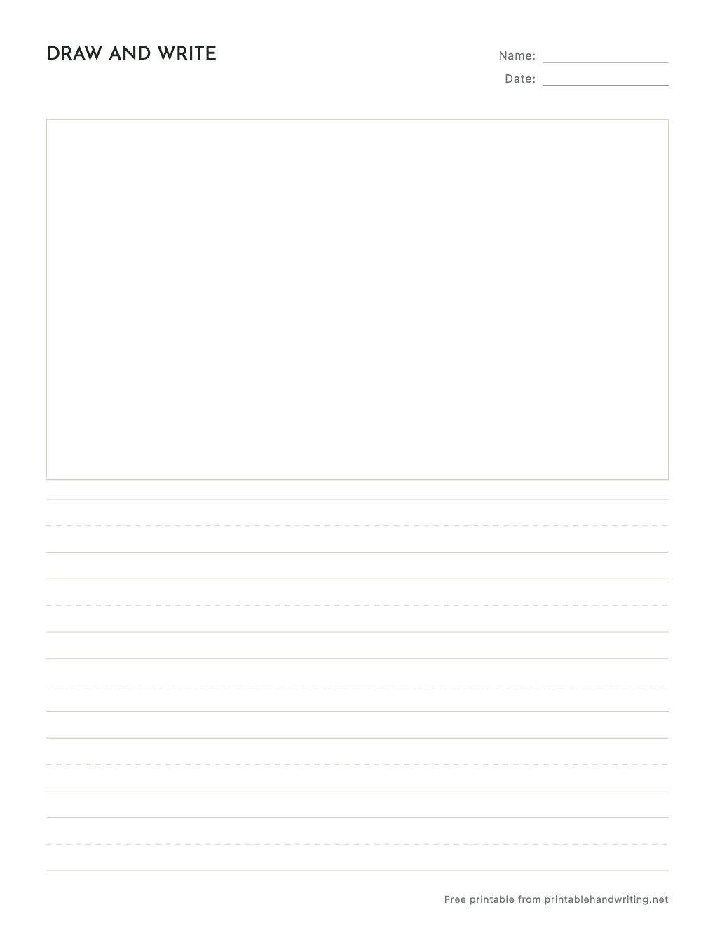 Writing Paper with Picture Box: free printable sample sheet